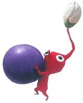 A Red Pikmin carrying an berry.