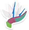 Lifelog artwork of a white bird of paradise/strelitzia from Pikmin Bloom.