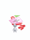 An animation of a White Pikmin with a Valentine Sticker from Pikmin Bloom