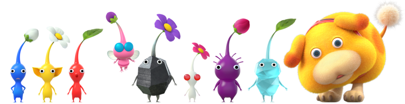 File:Pikmin 4 Pikmin types and Oatchi.png
