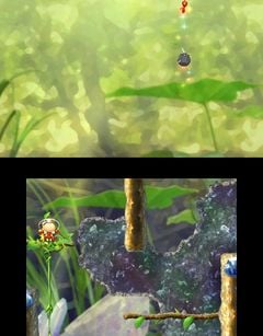 Pikmin jumping higher than normal on a Bouncy Mushroom in Secret Spot 9. See Glitches in Hey! Pikmin#High Bouncy Mushroom jump.
